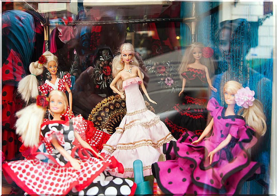 Barbie dolls with flamenco dress.