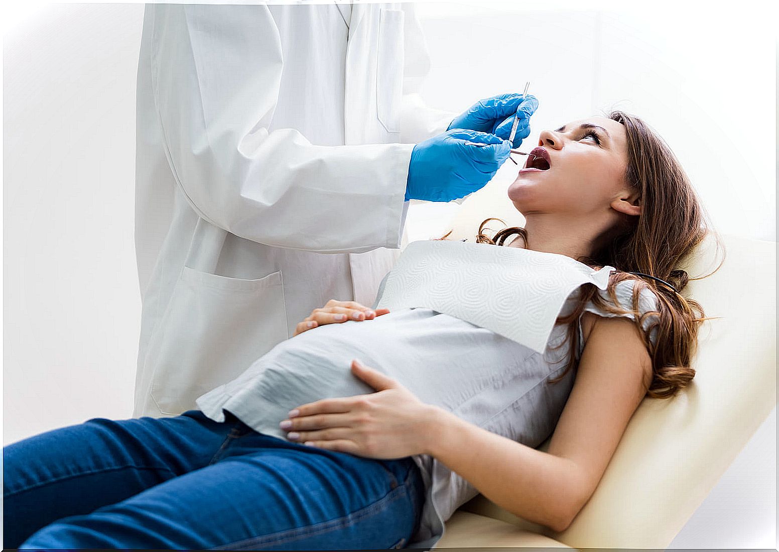 Pregnant woman at the dentist.