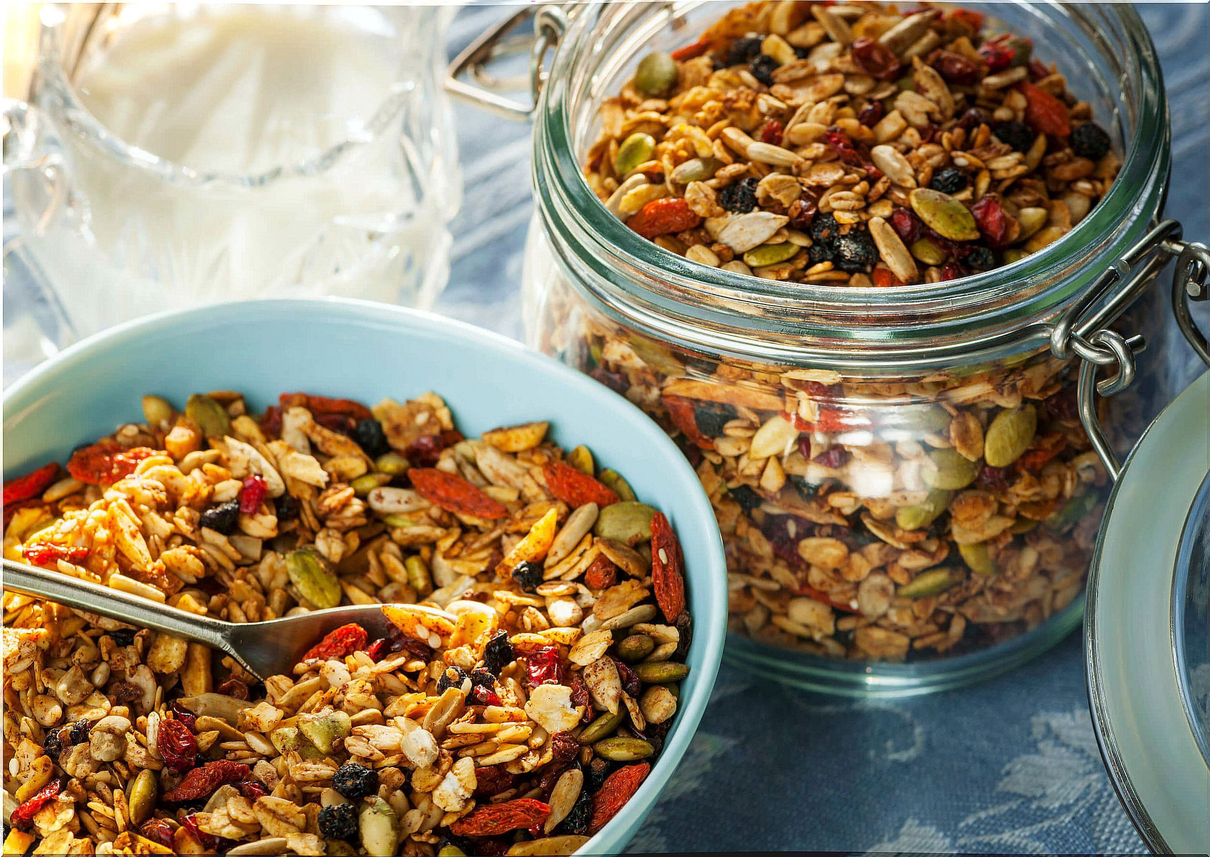 Bowl with homemade granola.