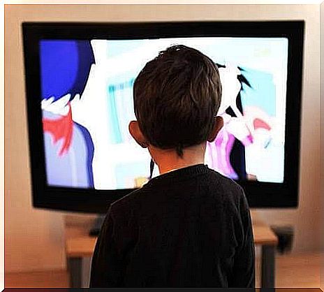 Child watching television.