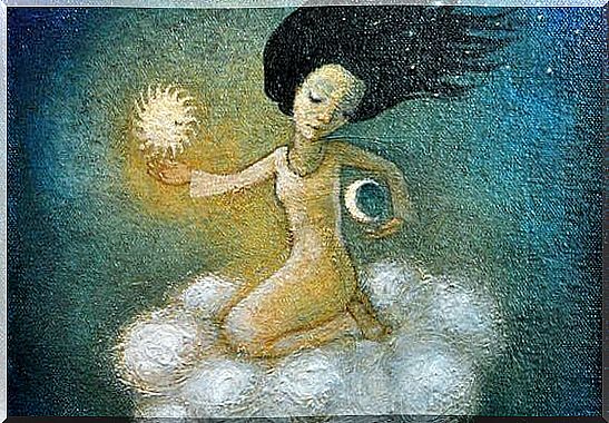 woman with moon and star