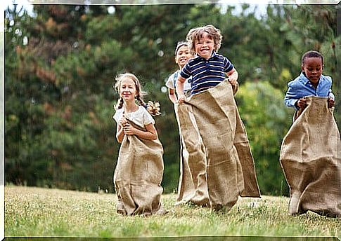 Sack races are typical examples of speed games.